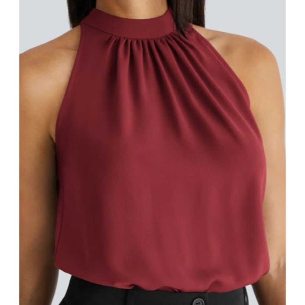 Halara Burgundy Flowy Lightweight Sleeveless Halter Neck Blouse Size XL
